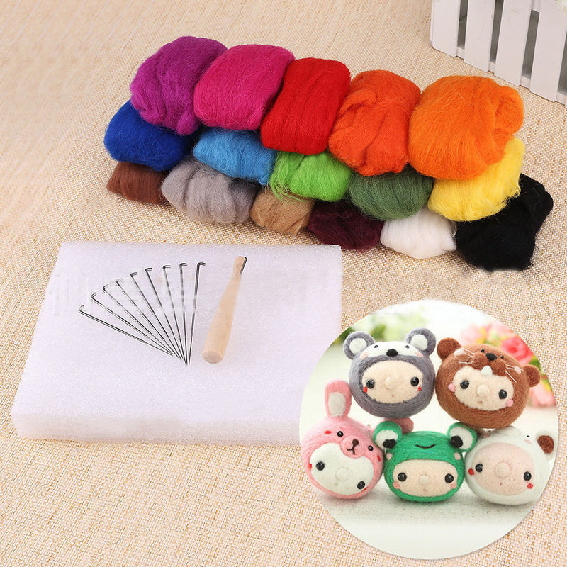 DIY Cute animal wool felting knitting needle set