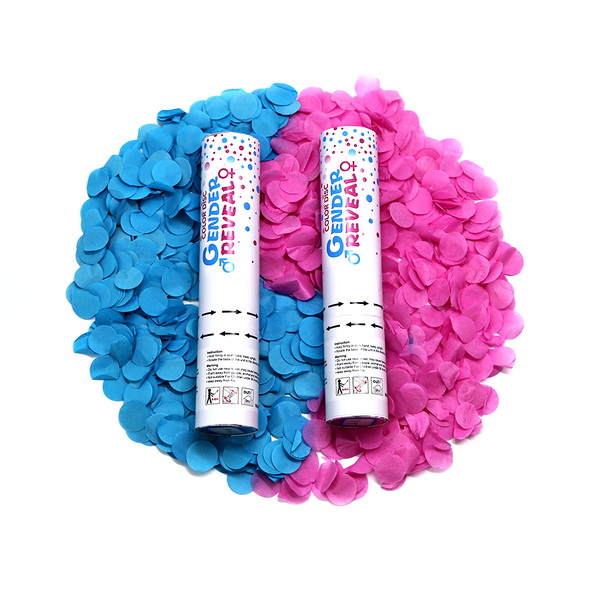 confetti shooter WITH Blue or Pink tissue paper circle