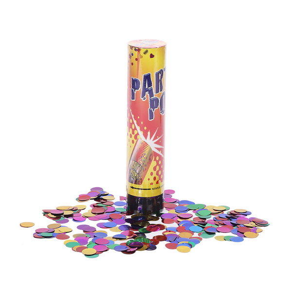Spring loaded circle confetti party popper