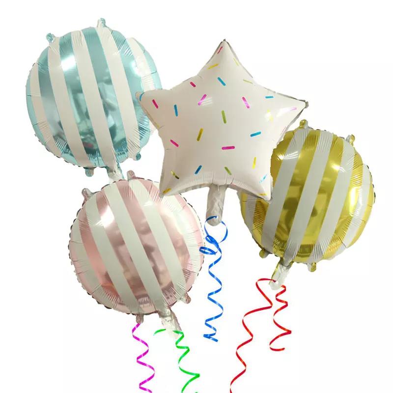 Hot Selling 18inch Round Stripe Pattern Foil Helium Mylar Balloon Tik tok Birthday Balloon Party Decoration